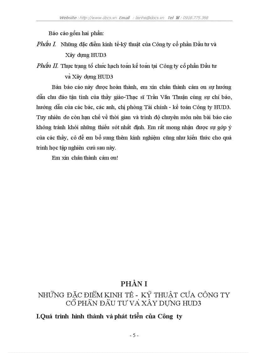 image for page Thực trạng tổ chức hạch toán kế toán tại C ty CP Đầu tư Xây dựng HUD3 lt kiến tập gt