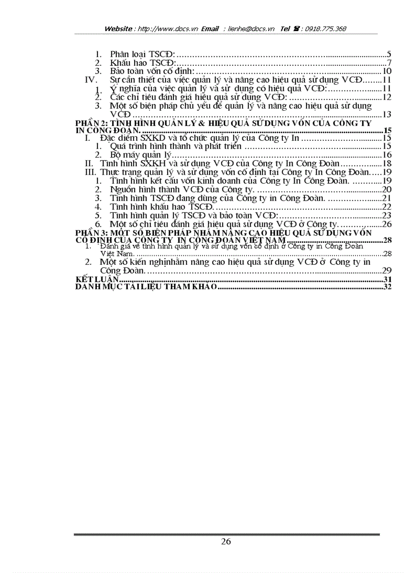 image for page Một số biện pháp quản lý vốn cố định nhằm nâng cao hiệu quả sử dụng vốn cố định tại Công ty in Công Đoàn