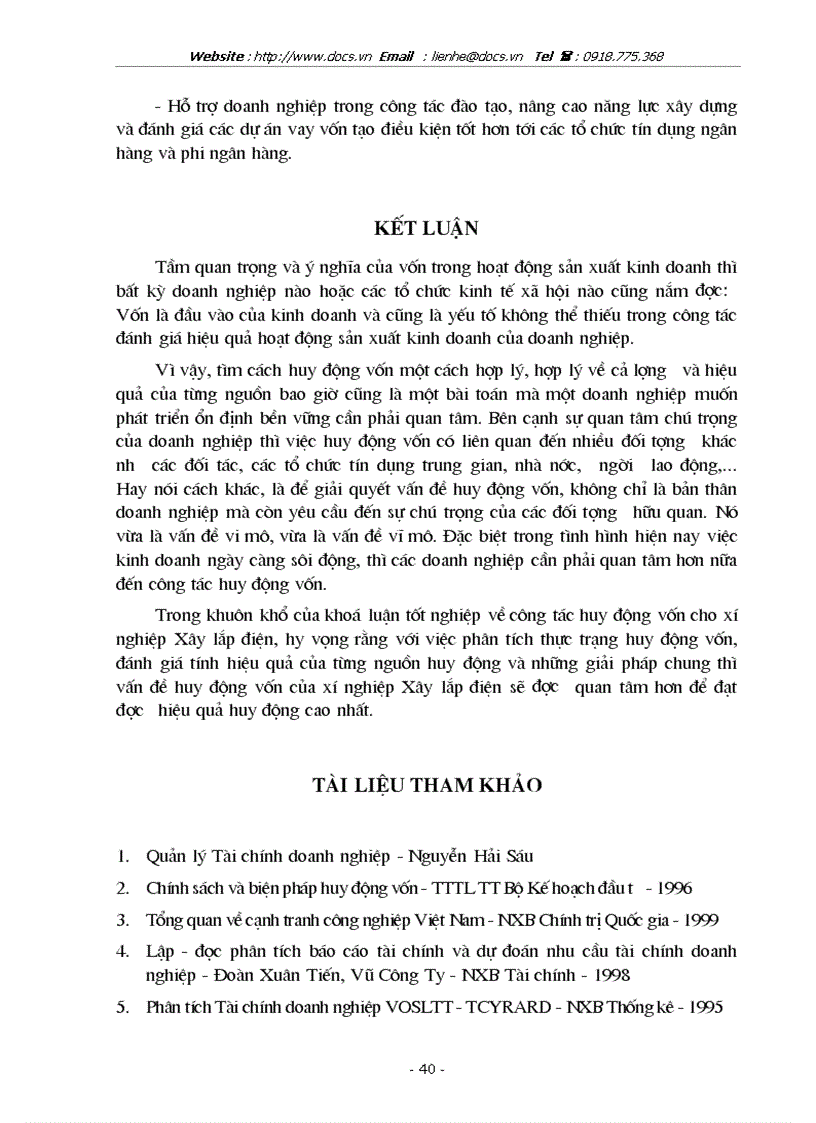 image for page Huy động vốn cho sản xuất kinh doanh ở xí nghiệp xây lắp điện công ty điện lực I