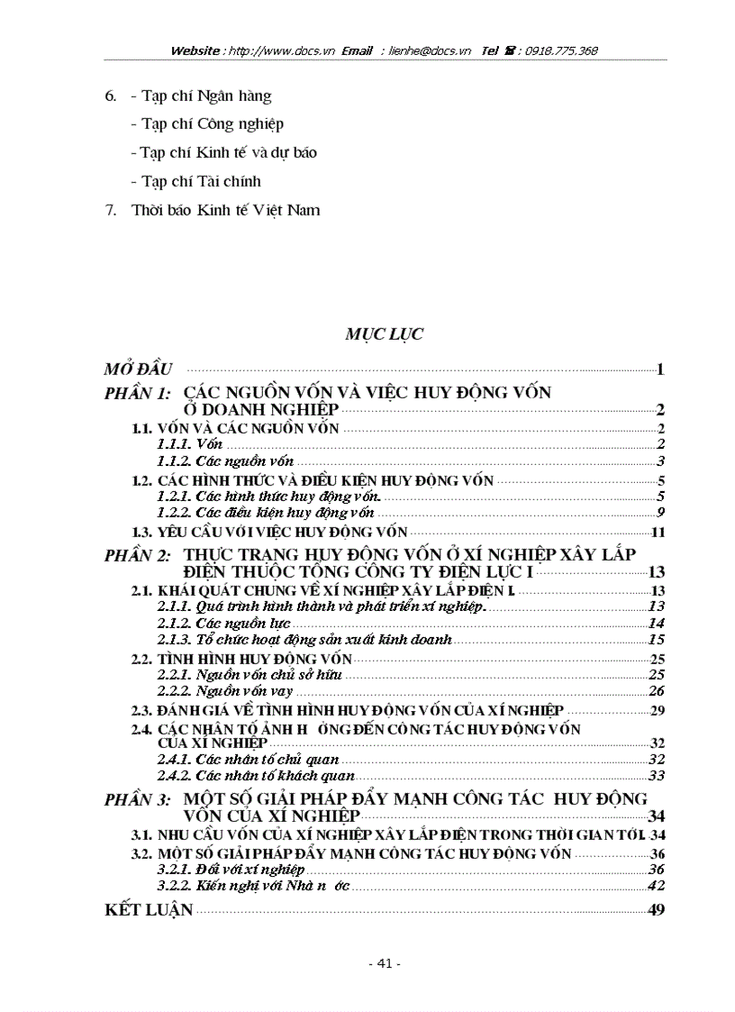 image for page Huy động vốn cho sản xuất kinh doanh ở xí nghiệp xây lắp điện công ty điện lực I