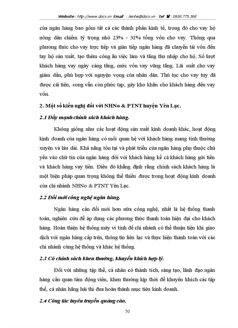 image for page Một số giải pháp nhằm nâng cao hiệu quả huy động vốn và cho vay vốn phục vụ phát triển nông nghiệp nông thôn tại chi nhỏnh NHNo PTNT