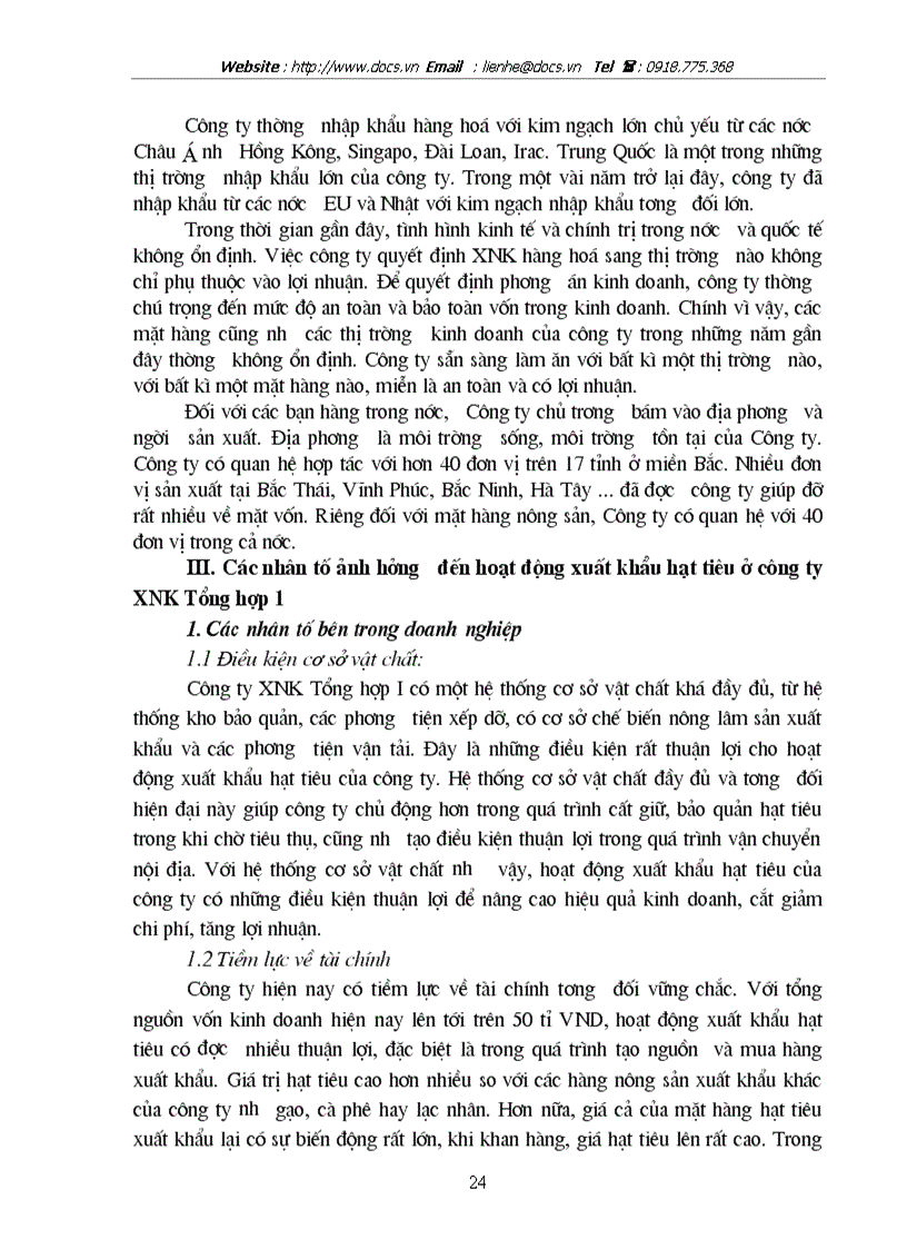 image for page Một số biện pháp thúc đẩy hoạt động xuất khẩu hạt tiêu ở công ty XNK Tổng hợp I