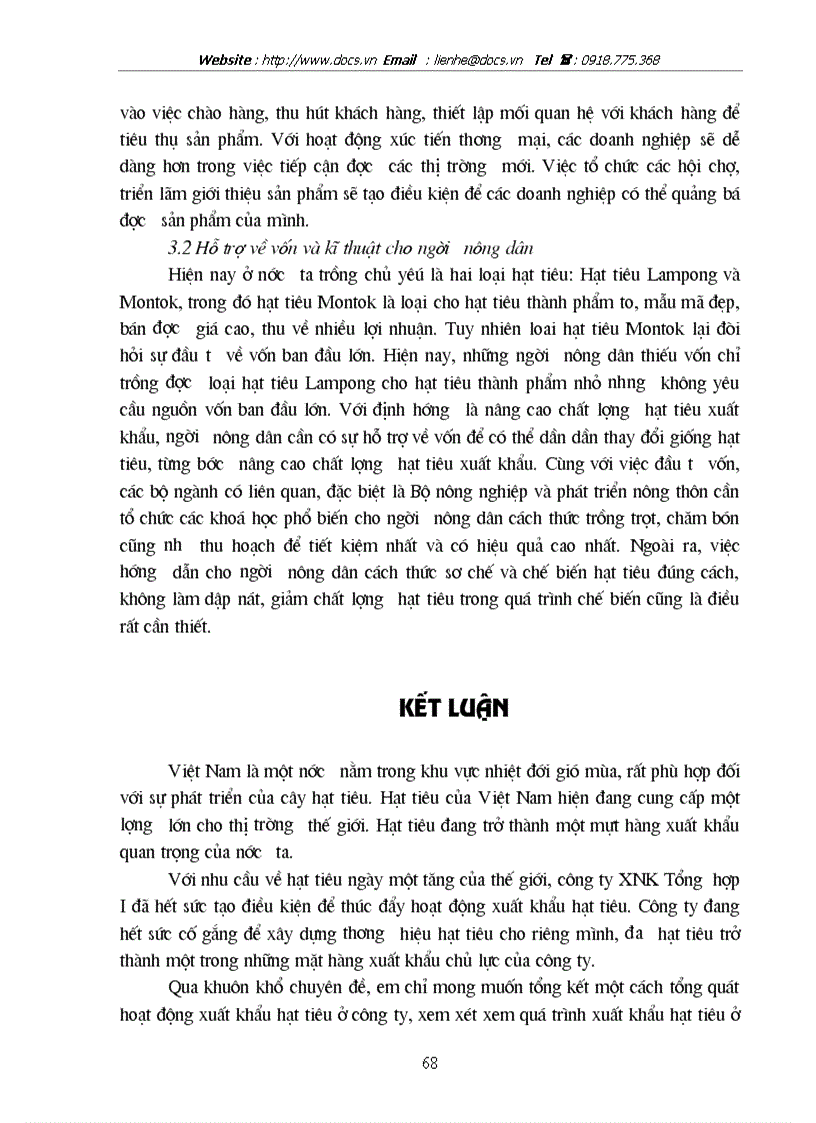 image for page Một số biện pháp thúc đẩy hoạt động xuất khẩu hạt tiêu ở công ty XNK Tổng hợp I