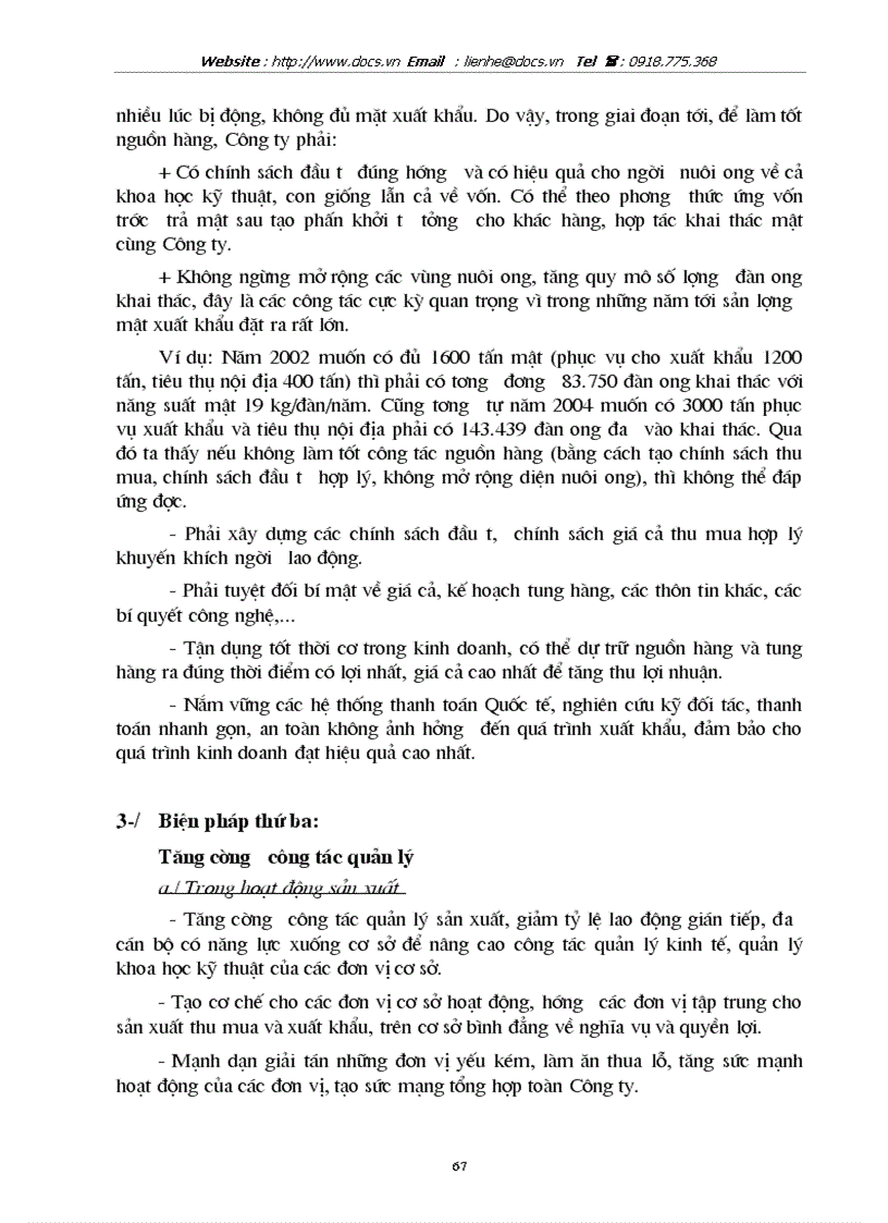 image for page Một số biện pháp cơ bản nhằm đẩy mạnh xuất khẩu sản phẩm ong ở Công ty ong Trung ương