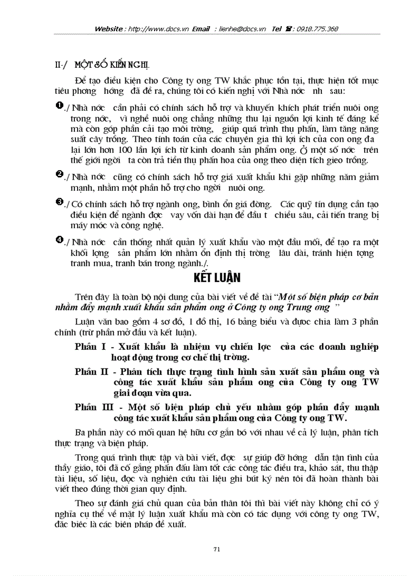 image for page Một số biện pháp cơ bản nhằm đẩy mạnh xuất khẩu sản phẩm ong ở Công ty ong Trung ương