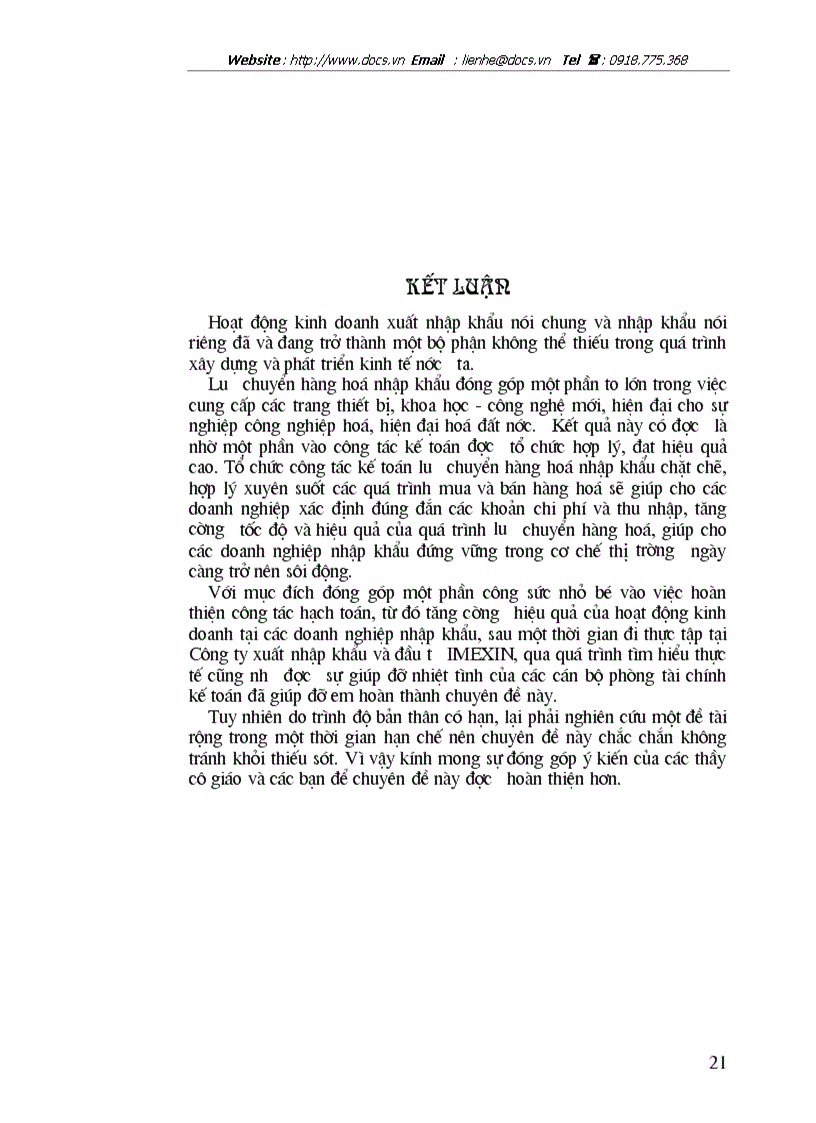 image for page Báo cáo thực tập tổng hợp tại Công ty Xuất nhập khẩu và Đầu tư IMEXIN