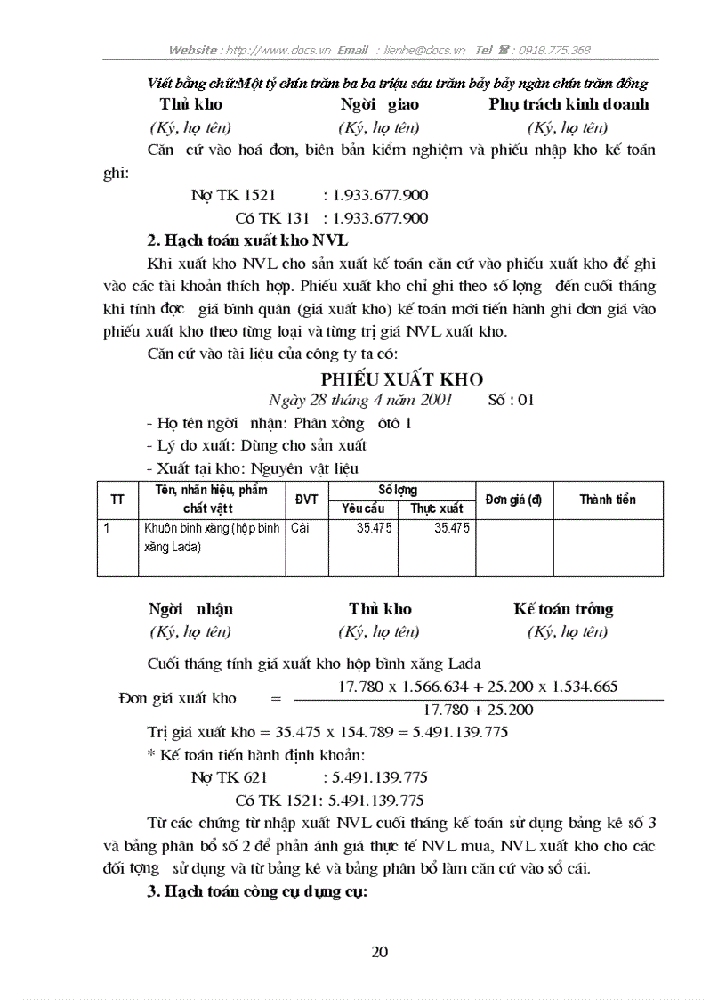 image for page Công tác hoạch toán kế toán tại C ty cơ khí ô tô 3 2 lt KTTH gt