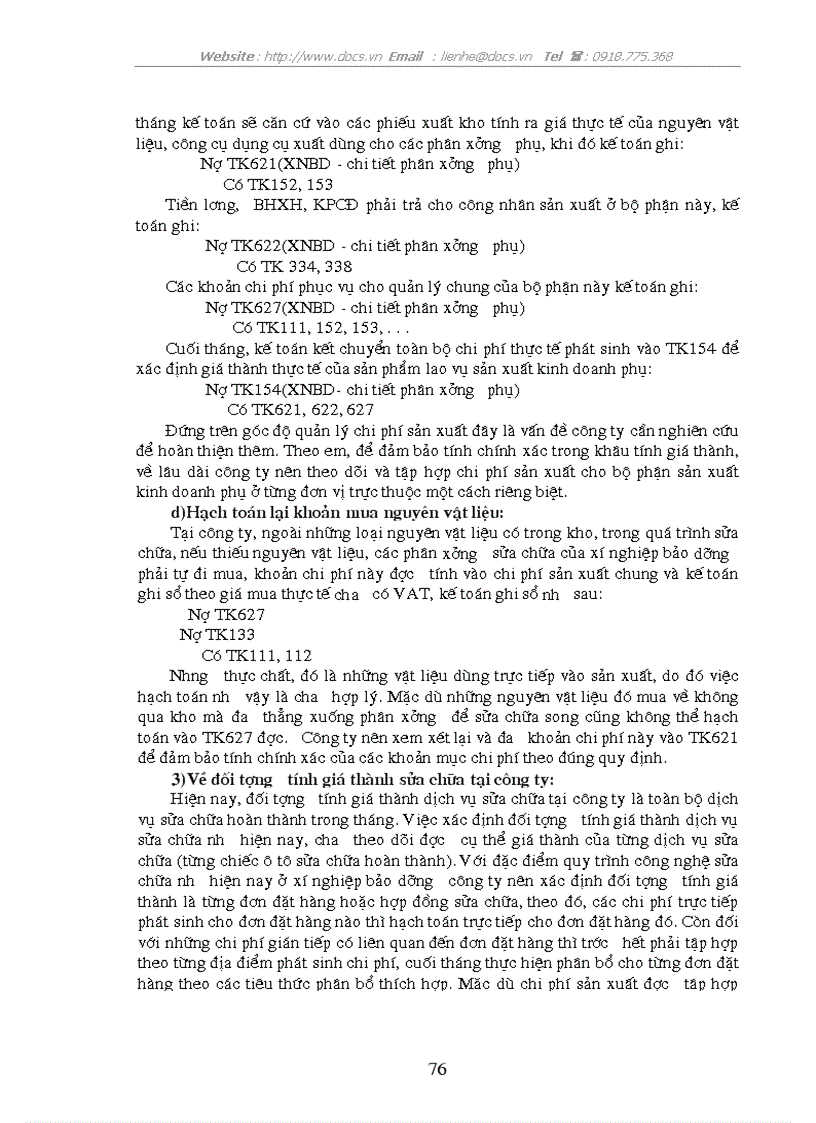 image for page Hoàn thiện công tác kế toán tập hợp chi phí sửa chữa và tính giá thành dịch vụ sửa chữa ở công ty cổ phần vận tải ô tô Nam Định