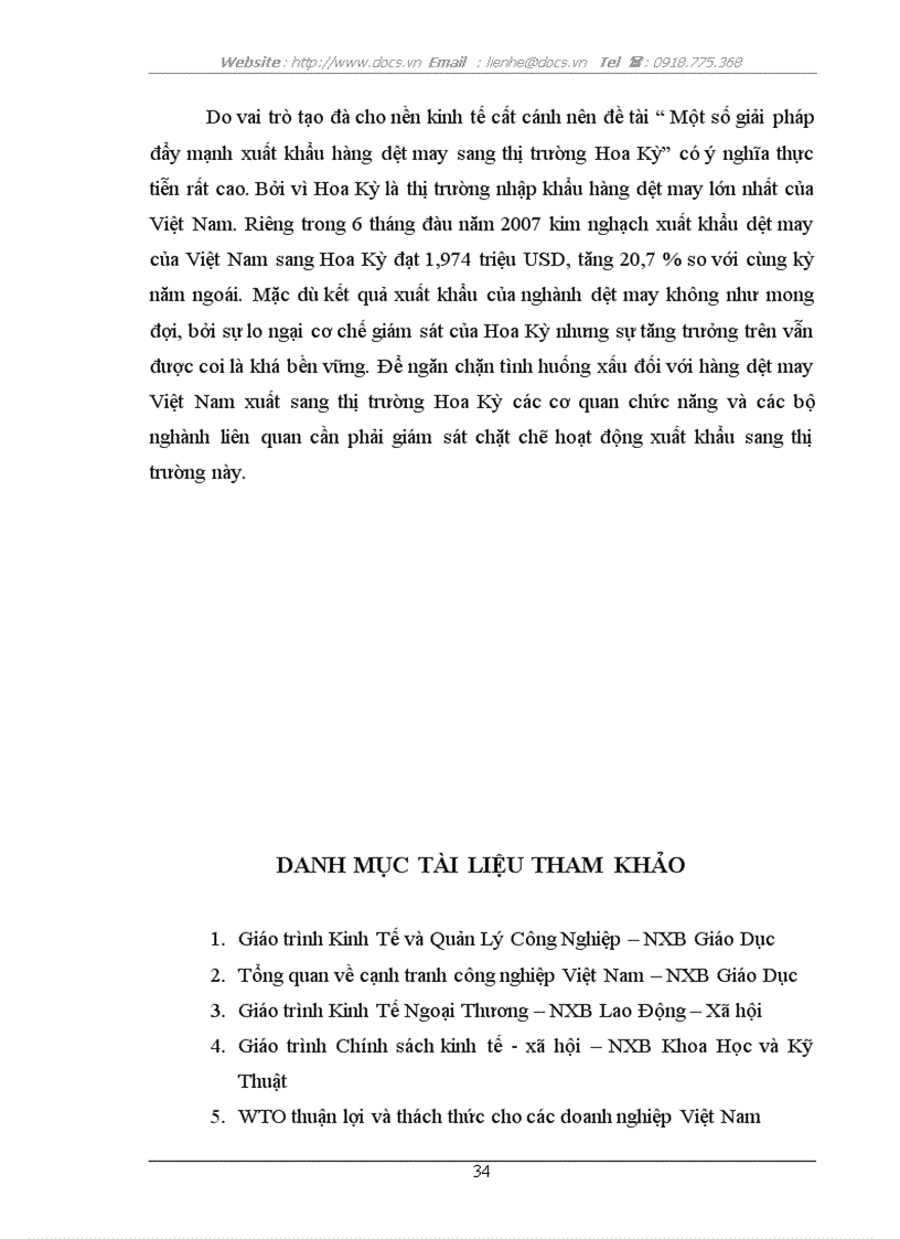 image for page Một số giải pháp nhằm đẩy mạnh xuất khẩu hàng dệt may Việt Nam sang thị trường Hoa Kỳ