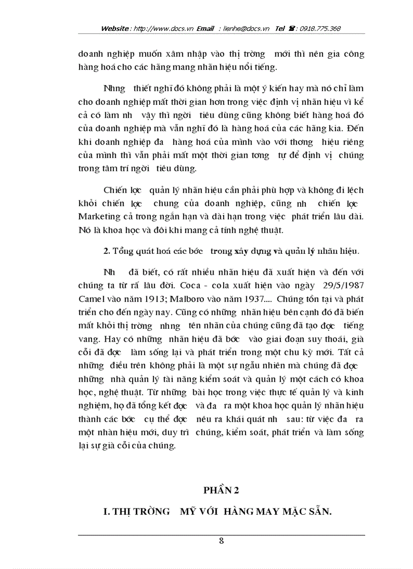 image for page Thương hiệu cho sản phẩm áo sơ mi may sẵn của Công ty May 10 xuất khẩu sang thị trường Mỹ