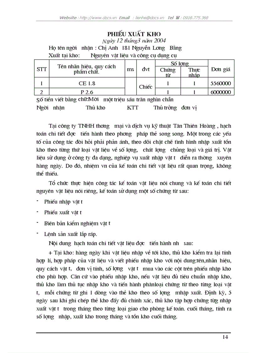 image for page Hạch toán nguyên vật liệu ở công ty TNHH thương mại dịch vụ và kỹ thuật Tân Thiên Hoàng