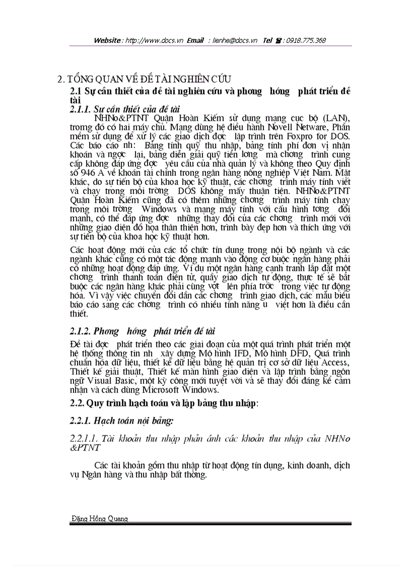 image for page Ứng dụng tin học trong việc tính toán quỹ thu nhập của NHNO và phát triển Nông thôn Quận Hoàn Kiếm Hà Nội