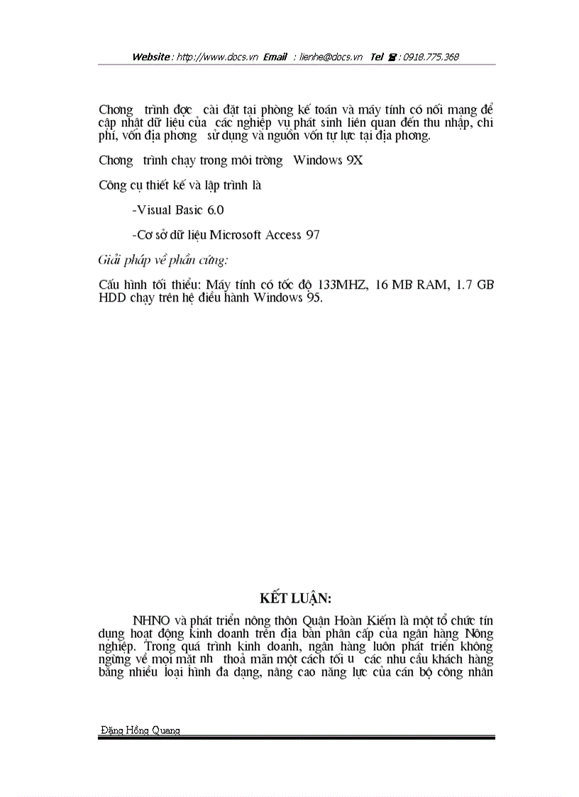 image for page Ứng dụng tin học trong việc tính toán quỹ thu nhập của NHNO và phát triển Nông thôn Quận Hoàn Kiếm Hà Nội