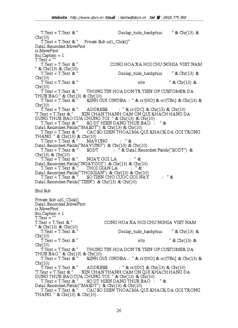 image for page Xây dựng chương trình Quản Lý Số Điện Thoại Đã Thuê Bao Tại Một Trạm Bưu cục