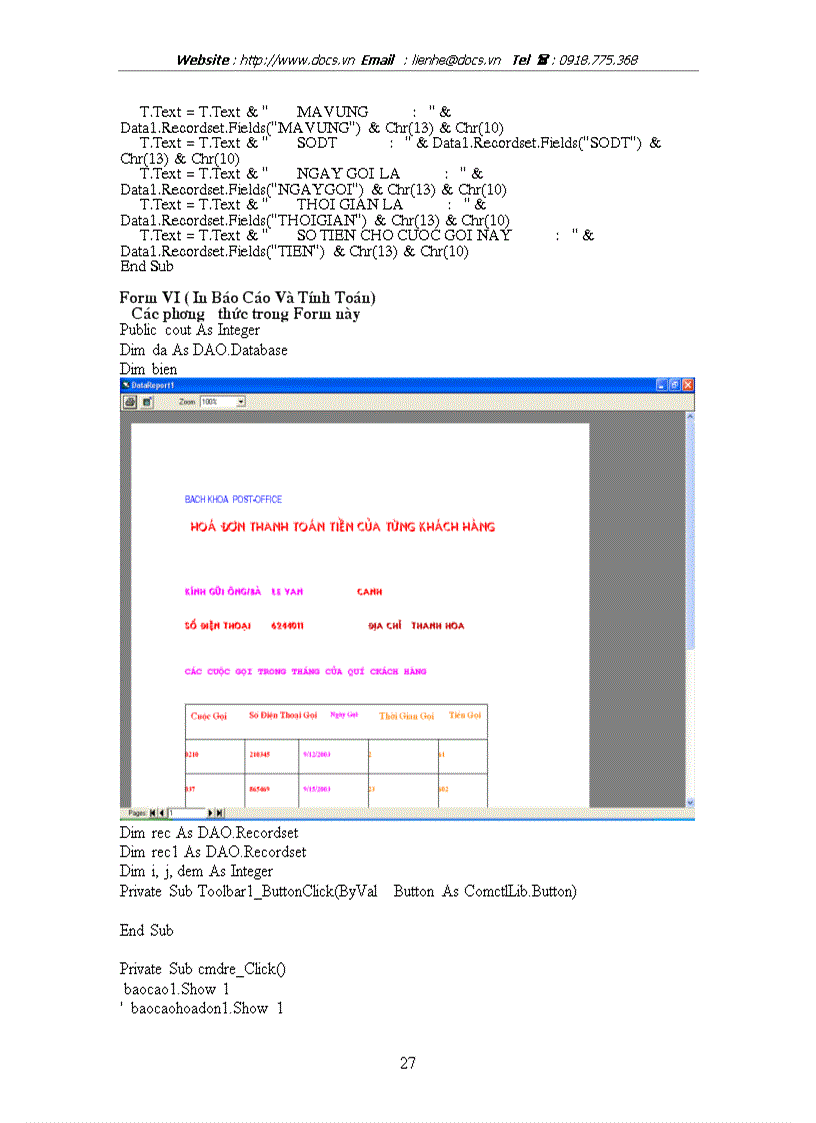 image for page Xây dựng chương trình Quản Lý Số Điện Thoại Đã Thuê Bao Tại Một Trạm Bưu cục