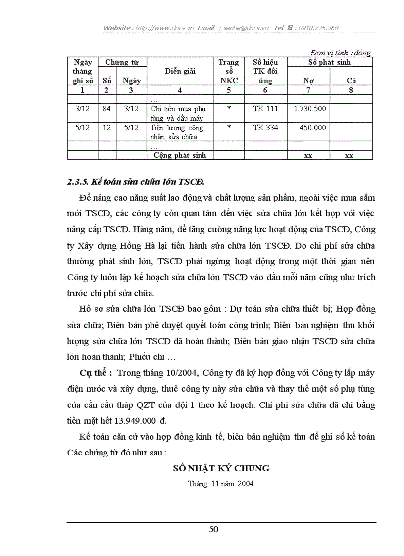 image for page Tổ chức hạch toán TSCĐ với việc quản lý và nâng cao hiệu quả sử dụng TSCĐ tại Công ty Xây dựng Hồng Hà