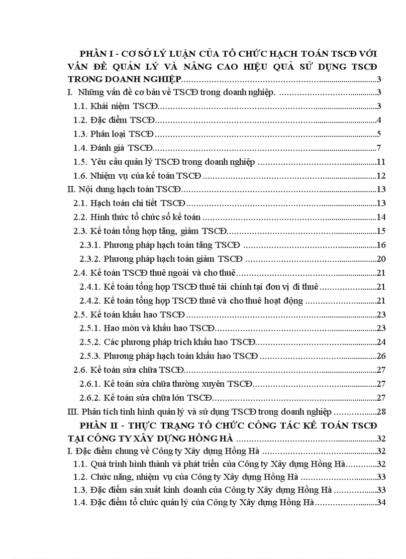 image for page Tổ chức hạch toán TSCĐ với việc quản lý và nâng cao hiệu quả sử dụng TSCĐ tại Công ty Xây dựng Hồng Hà