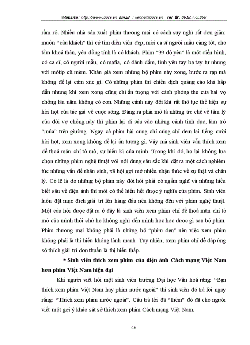 image for page Tìm hiểu thị hiếu điện ảnh của sinh viên 1 số trường đại học tại Hà Nội