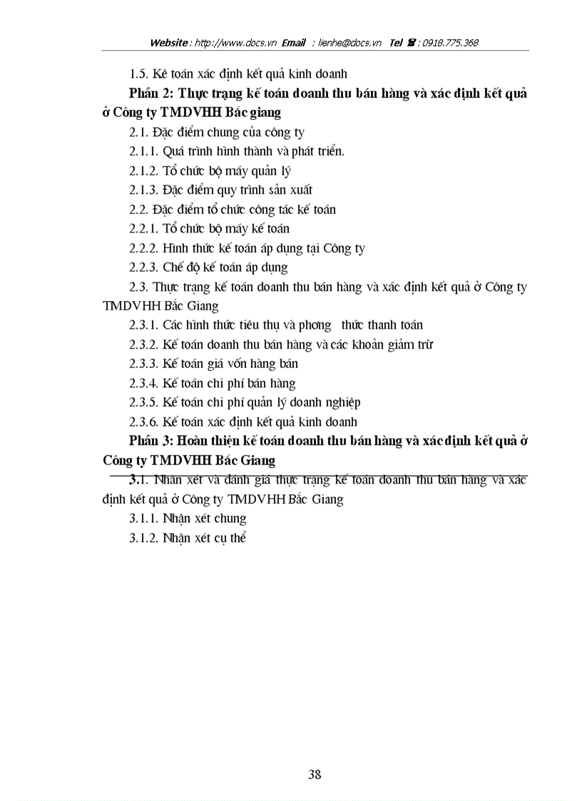 image for page Tổ chức kế toán doanh thu bán hàng và xác định kết quả kinh doanh ở Công ty TMDV Hữu nghị Bắc Giang