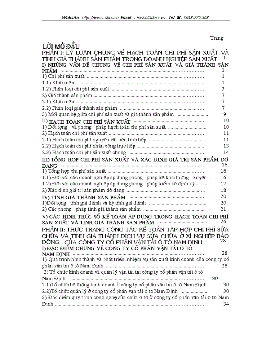image for page Hoàn thiện công tác kế toán tập hợp chi phí sửa chữa và tính giá thành dịch vụ sửa chữa ở công ty cổ phần vận tải ô tô Nam Định
