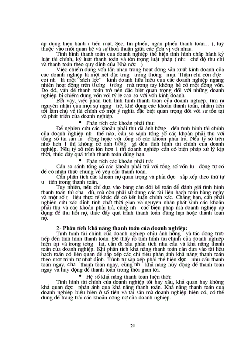 image for page Tổ chức kế toán các nghiệp vụ thanh toán phân tích tình hình và khả năng thanh toán của Xí nghiệp khảo sát xây dựng Điện I