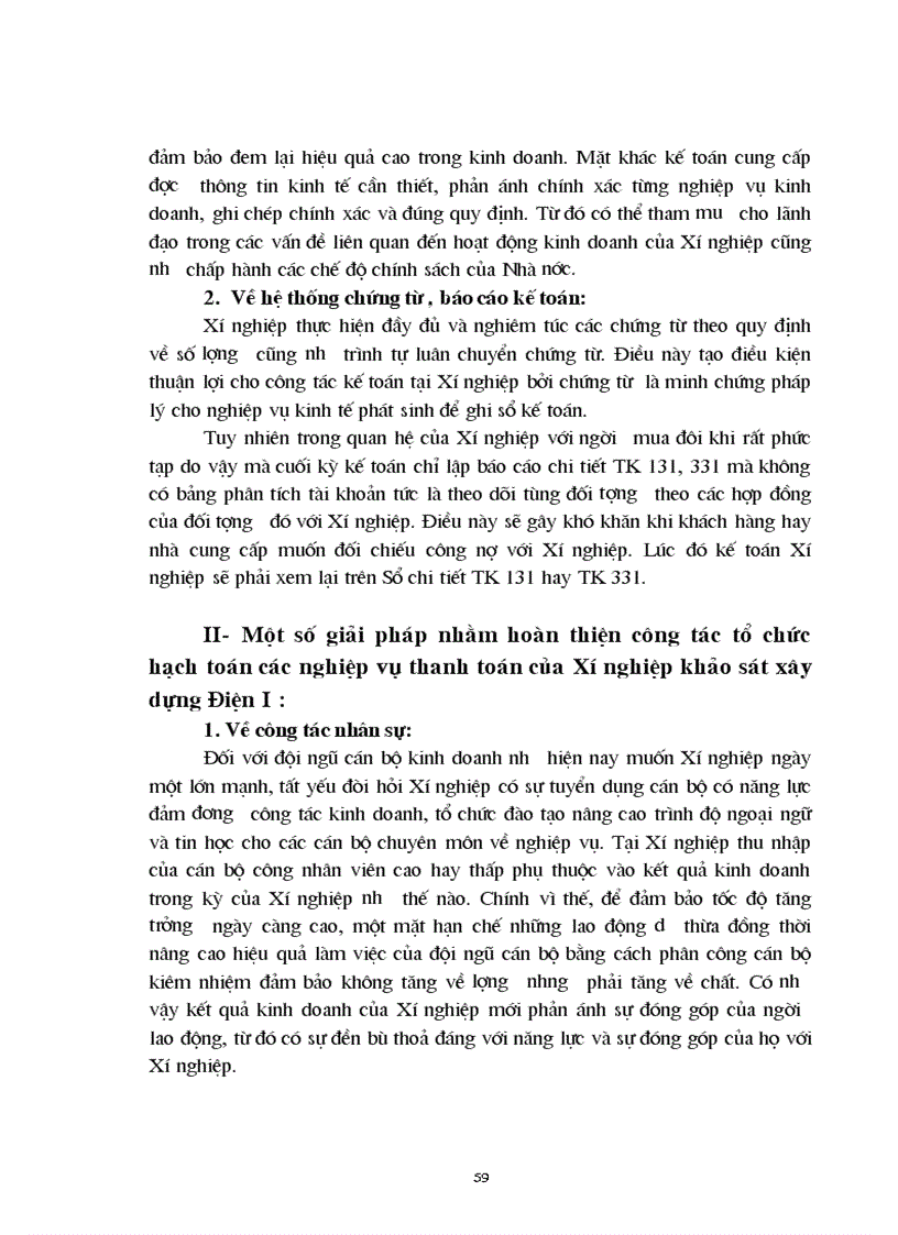 image for page Tổ chức kế toán các nghiệp vụ thanh toán phân tích tình hình và khả năng thanh toán của Xí nghiệp khảo sát xây dựng Điện I