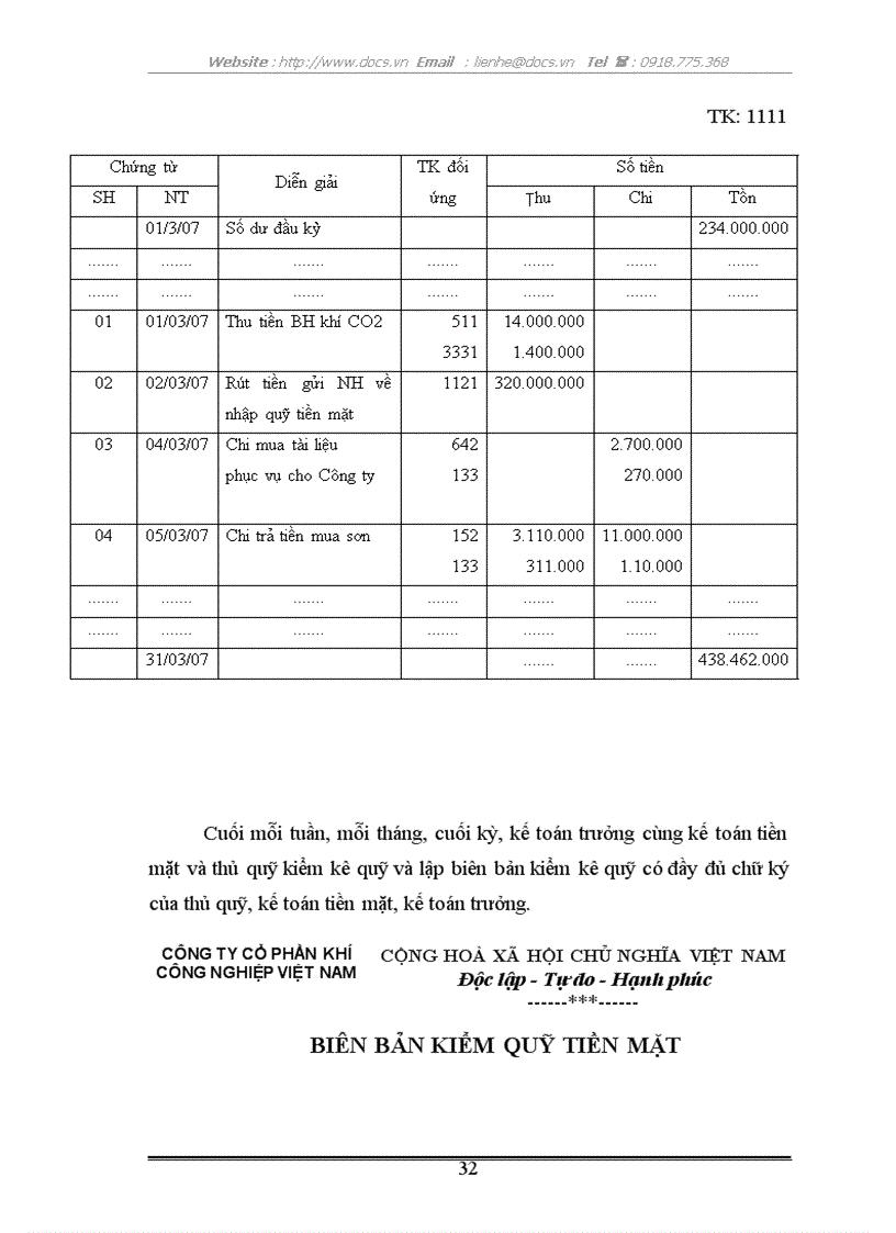 image for page Kế toán vốn bằng tiền các khoản thanh toán tại C ty CP cơ khí công nghiệp VN