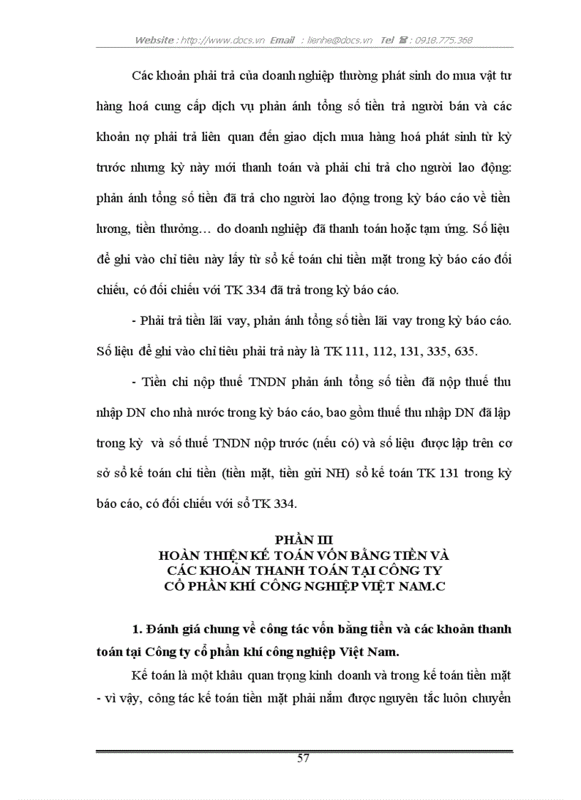 image for page Kế toán vốn bằng tiền các khoản thanh toán tại C ty CP cơ khí công nghiệp VN