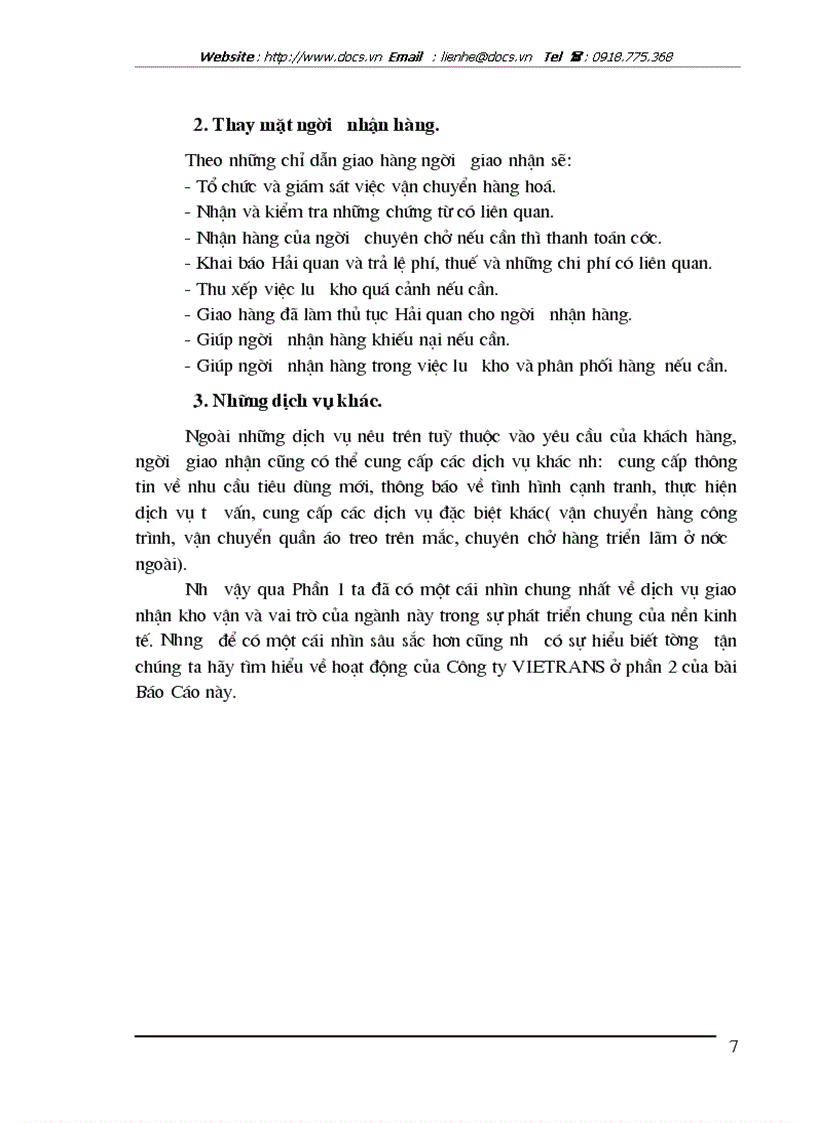 image for page Tình hình hoạt động kinh doanh dịch vụ giao nhận kho vận tại Vietrans
