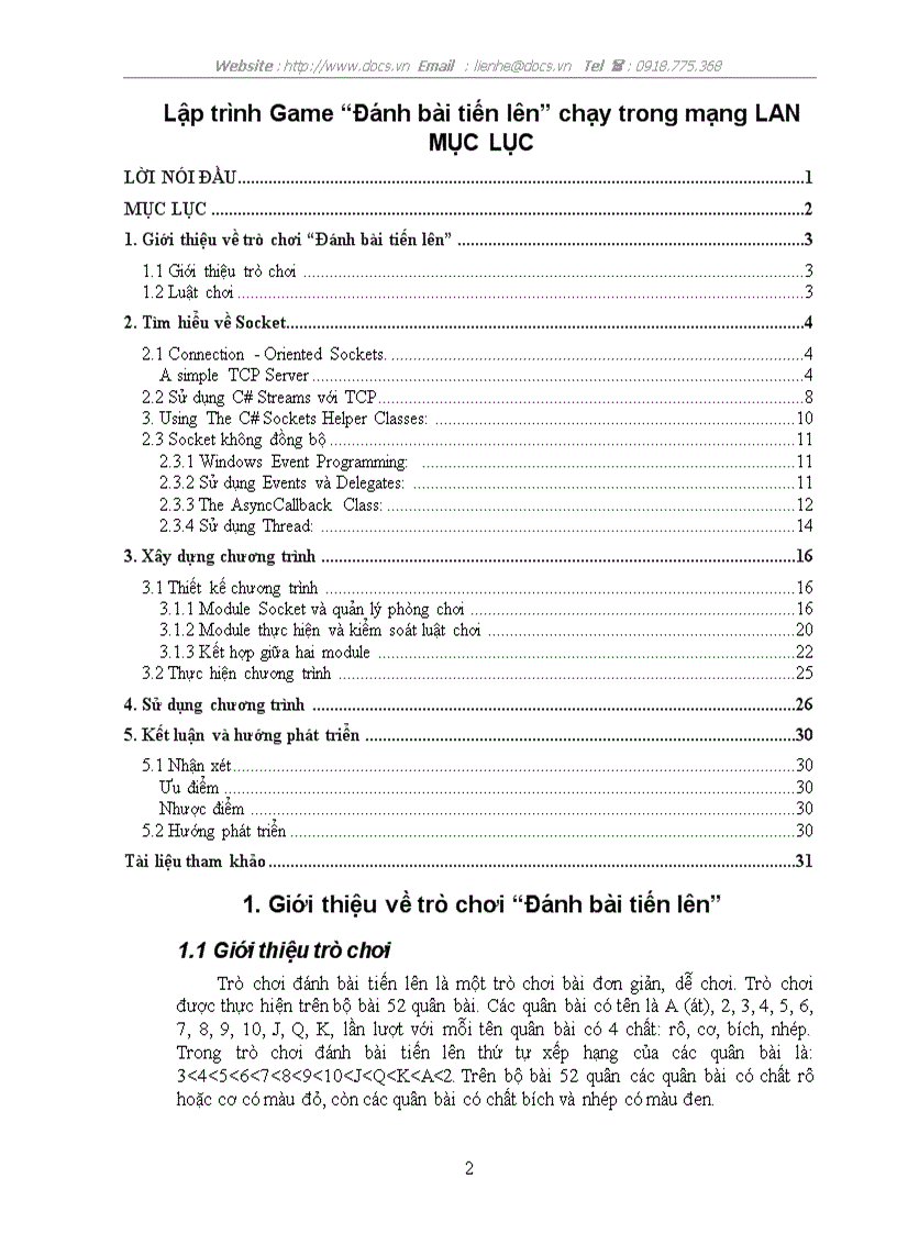 image for page Lập trình Game Đánh bài tiến lên chạy trong mạng LAN