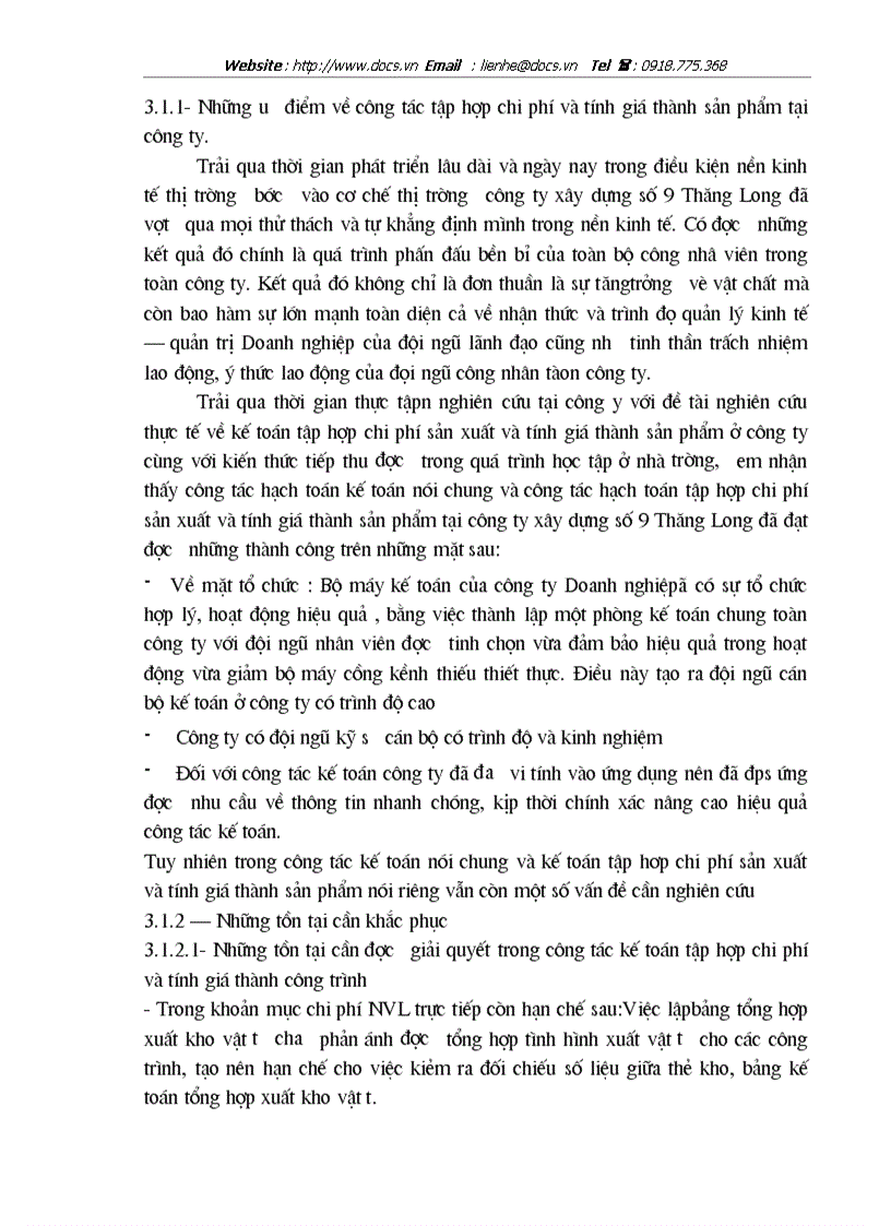 image for page Kế toán tập hợp chi phí sản xuất và tính giá thành sản phẩm tại công ty xây dựng số 9 Thăng Long