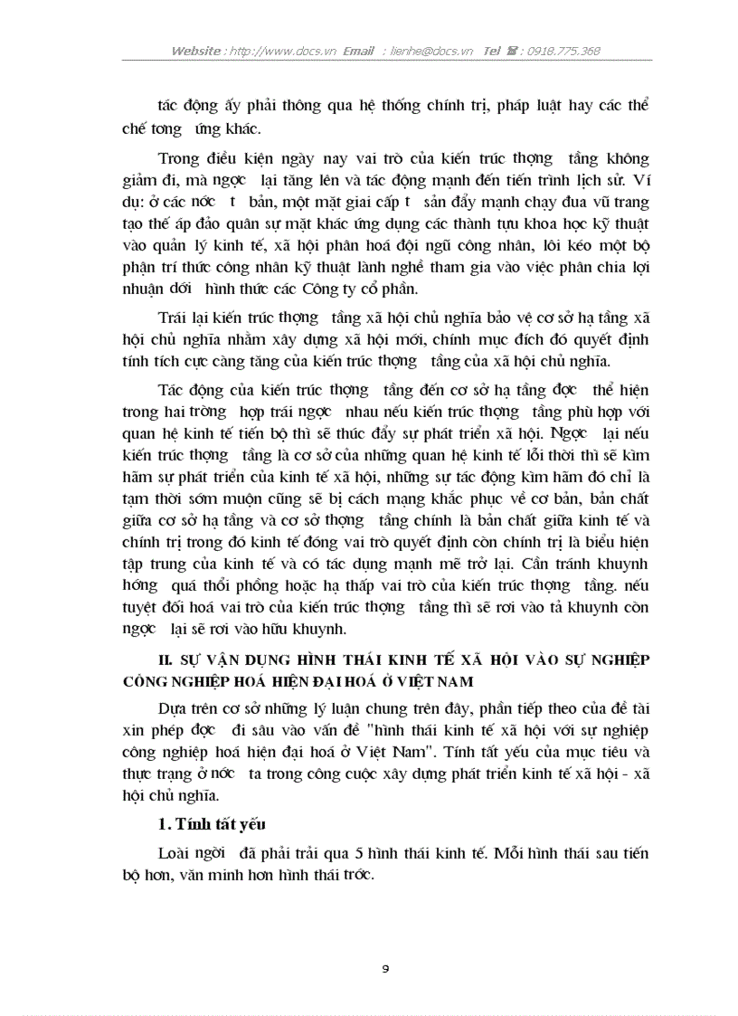 image for page Vận dụng lý luận học thuyết về hình thái KT XH vào sự nghiệp CNH HĐH ở VN