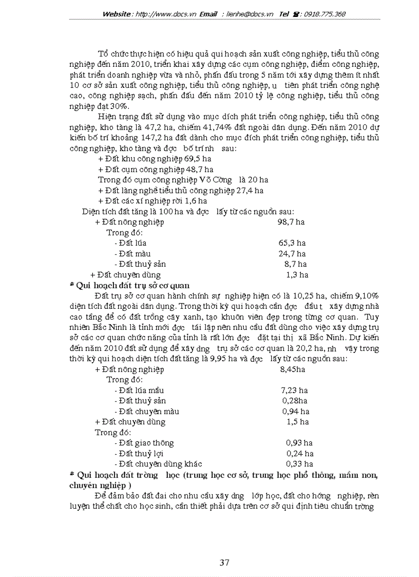 image for page Quy hoạch sử dụng đất đai thị xã Bắc Ninh tỉnh Bắc Ninh giai đoạn 2001 2010