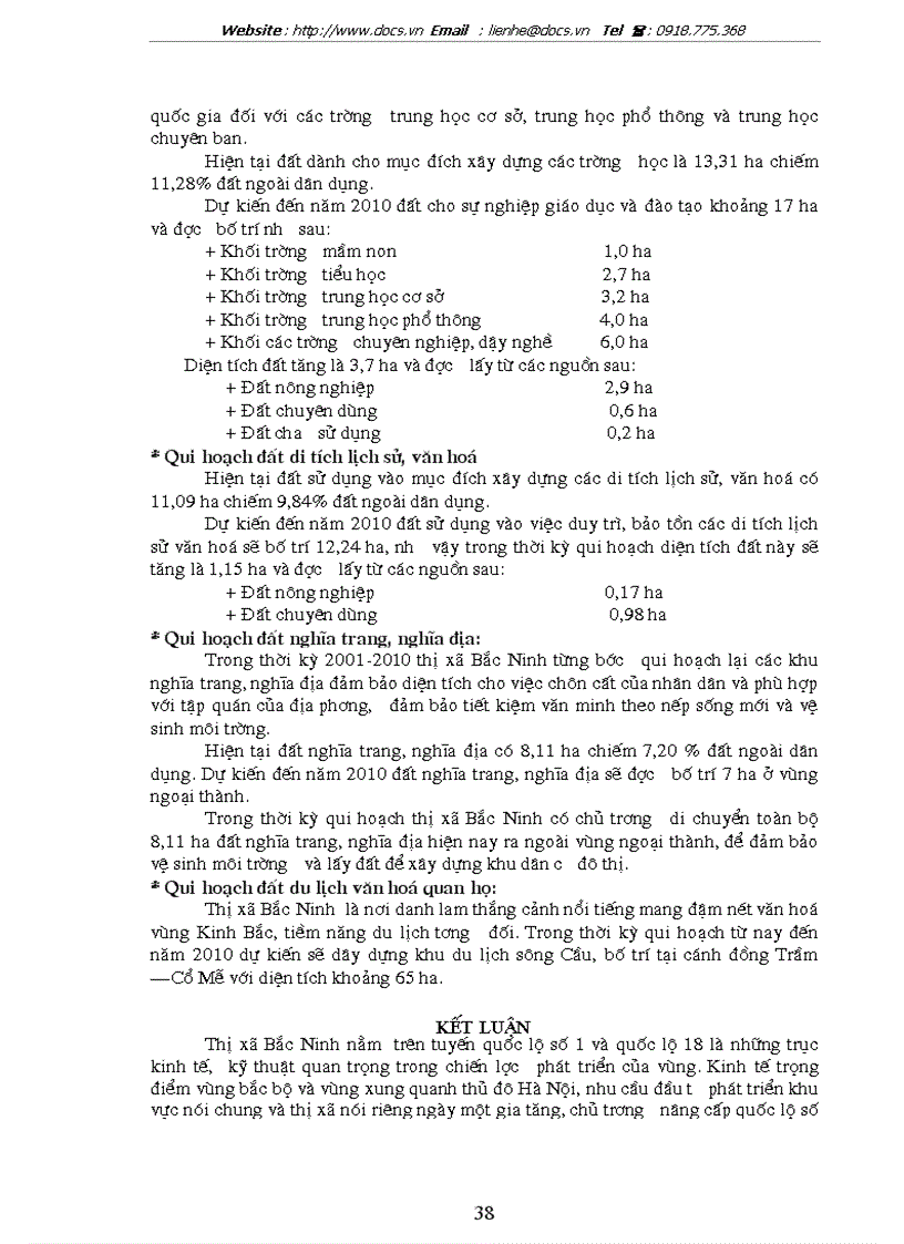 image for page Quy hoạch sử dụng đất đai thị xã Bắc Ninh tỉnh Bắc Ninh giai đoạn 2001 2010