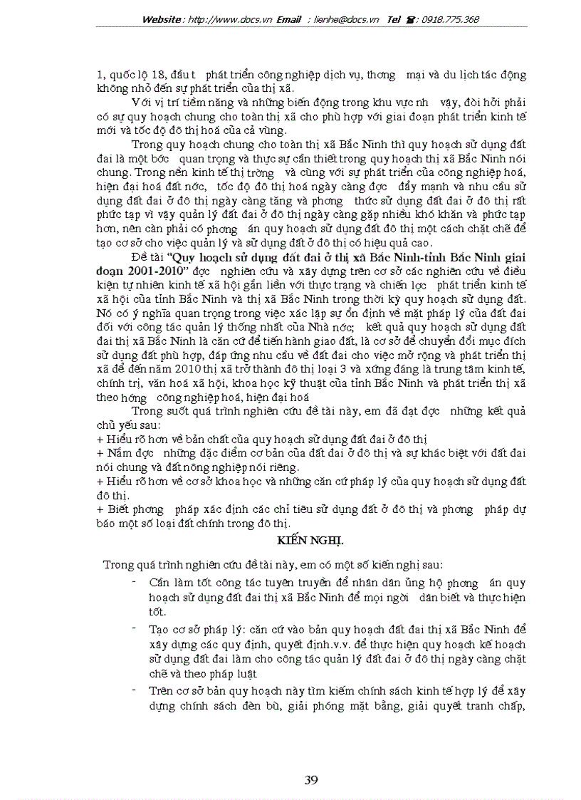 image for page Quy hoạch sử dụng đất đai thị xã Bắc Ninh tỉnh Bắc Ninh giai đoạn 2001 2010