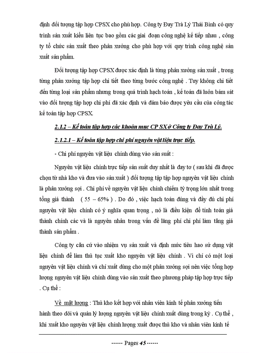 image for page Tổ chức công tác tập hợp chi phí sản xuất và tính giá thành sản phẩm ở Doanh nghiệp