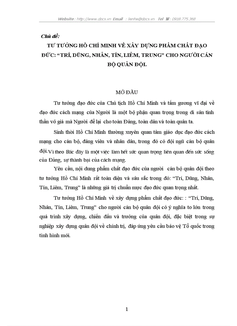 image for page Tư tưởng hồ chí minh về xây dựng phẩm chất đạo đức trí dũng nhân tín liêm trung cho người cán bộ quân đội