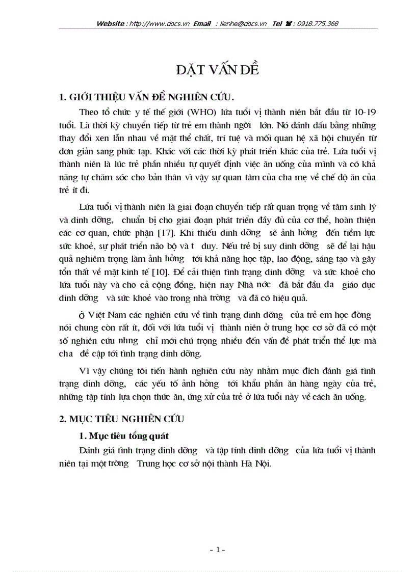 image for page Đánh giá thực trạng điều dưỡng tập tính điều dưỡng của lứa tuổi vị thành niên tại 1 trường THCS nội thành Hà nội