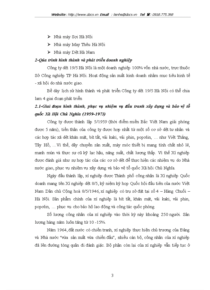 Tổng quan về tổng công ty Dệt 19 5 Hà Nội thực trạng kinh doanh phương hướng phát triển