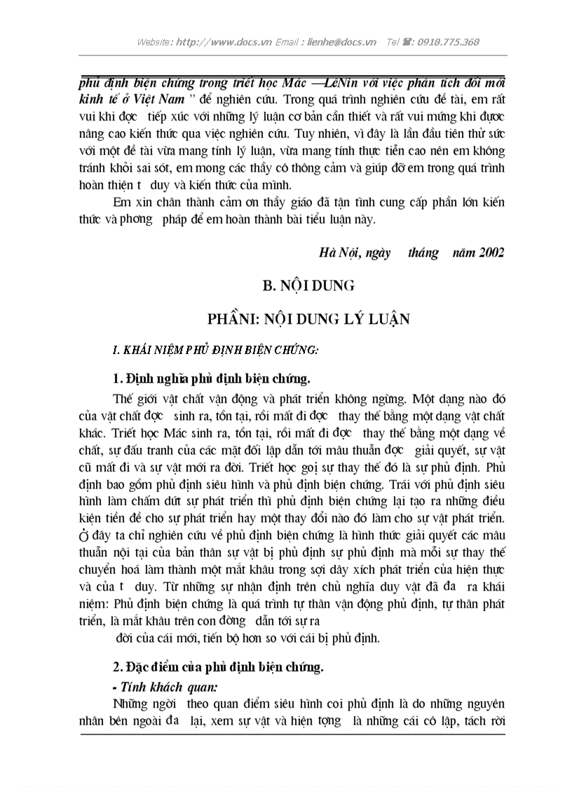 image for page Khái niệm phủ định biện chứng trong triết học Mác Lênin với việc P tích đổi mới kinh tế ở VN