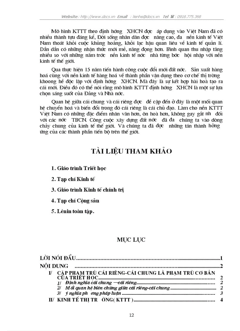 image for page Vận dụng cặp phạm trù cái riêng cái chung vào việc xây dựng nền KTTT định hướng XHCN ở VN