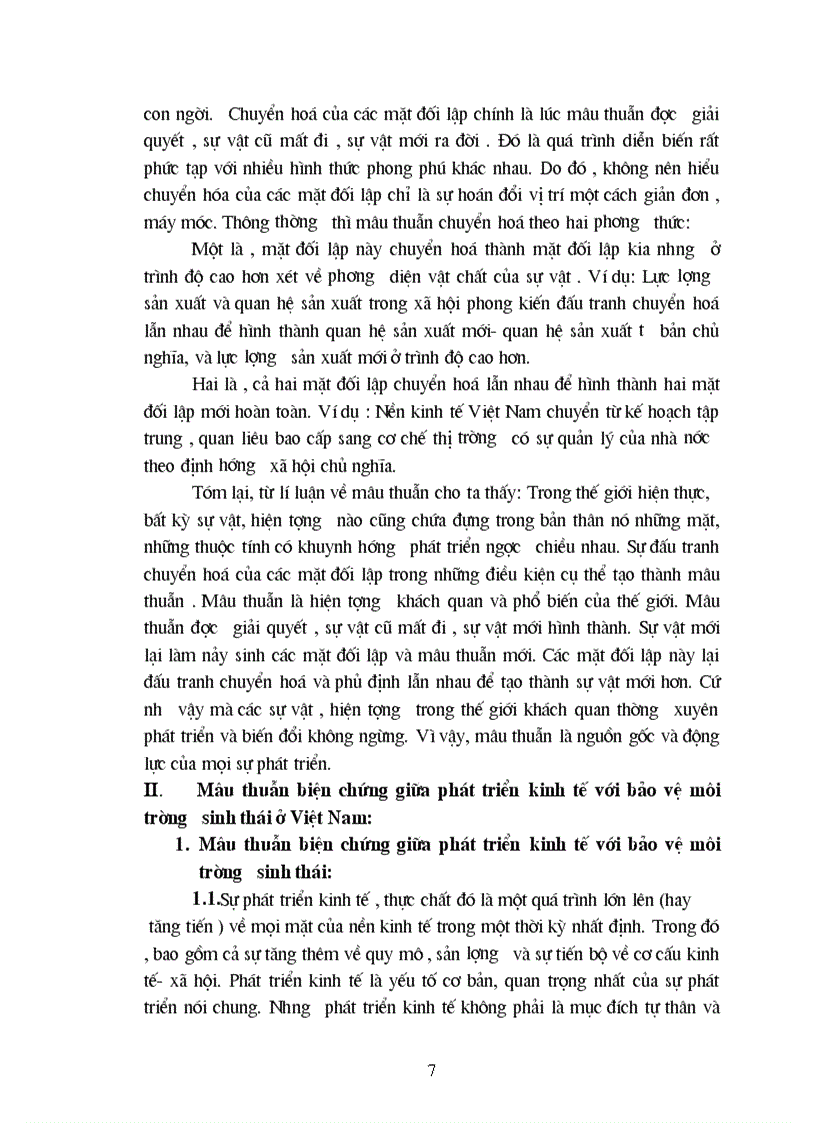 image for page Phép Biện chứng về mâu thuẫn vận dụng P tích mâu thuẫn giữa phát triển kinh tế với bảo vệ Môi trường sinh thái ở VN