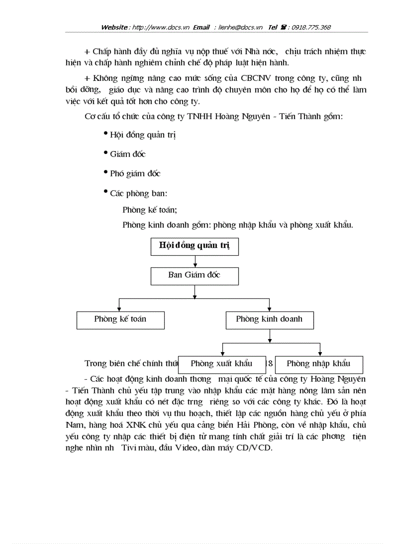 Lịch sử hình thành phát triển tình hình kinh doanh phương hướng giải pháp của công ty Hoàng Nguyên Tiến Thành