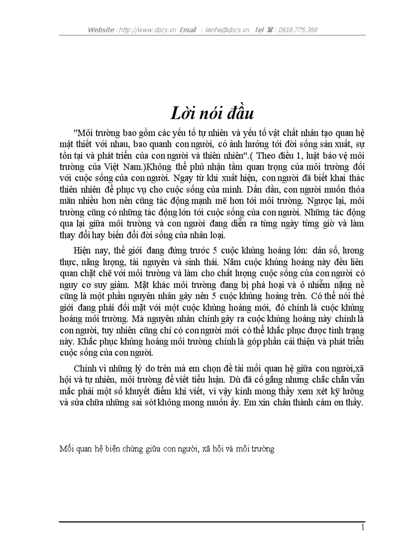 image for page Mối quan hệ biện chứng giữa con người xã hội môi trường