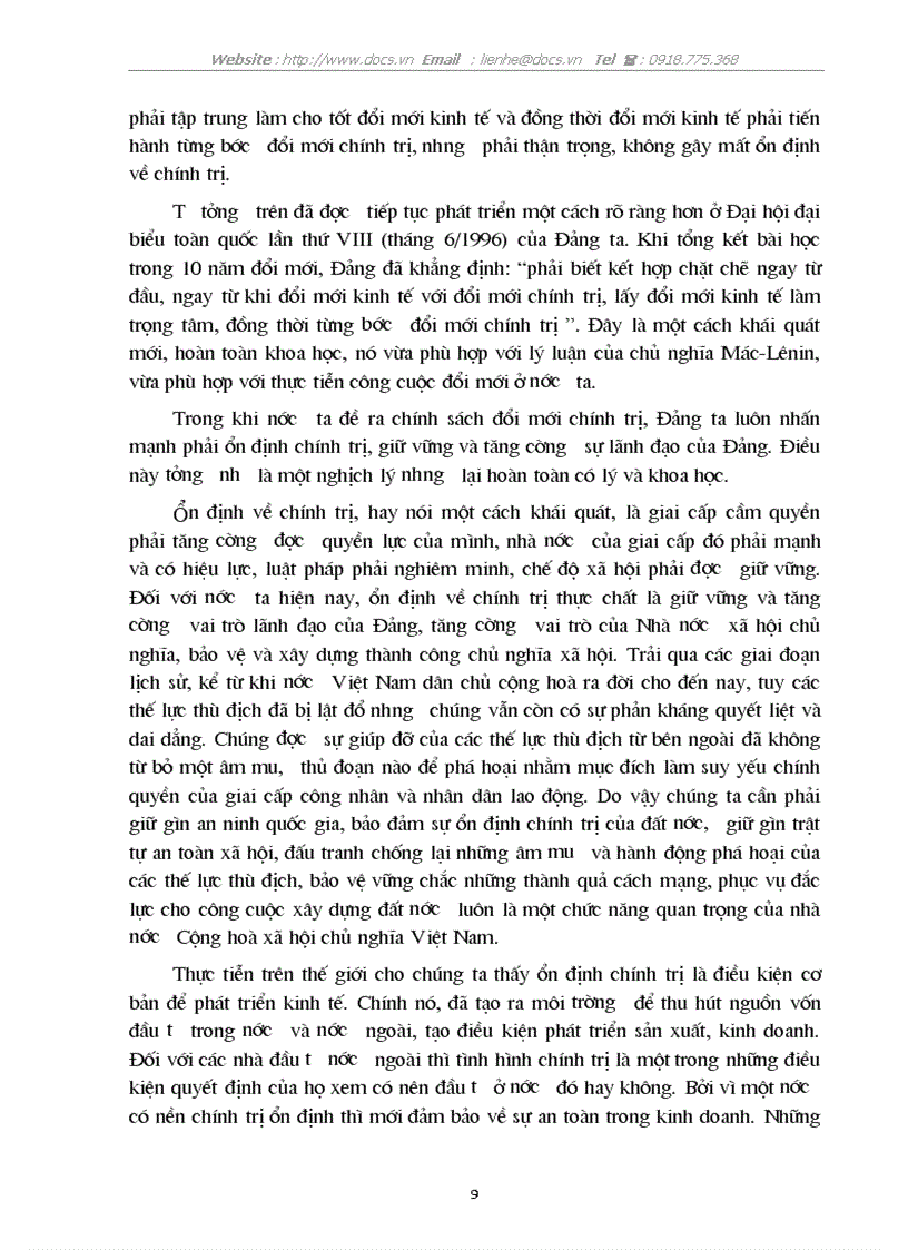 image for page Mối quan hệ giữa kinh tế chính trị trong công cuộc đổi mới ở VN trên quan điểm toàn diện