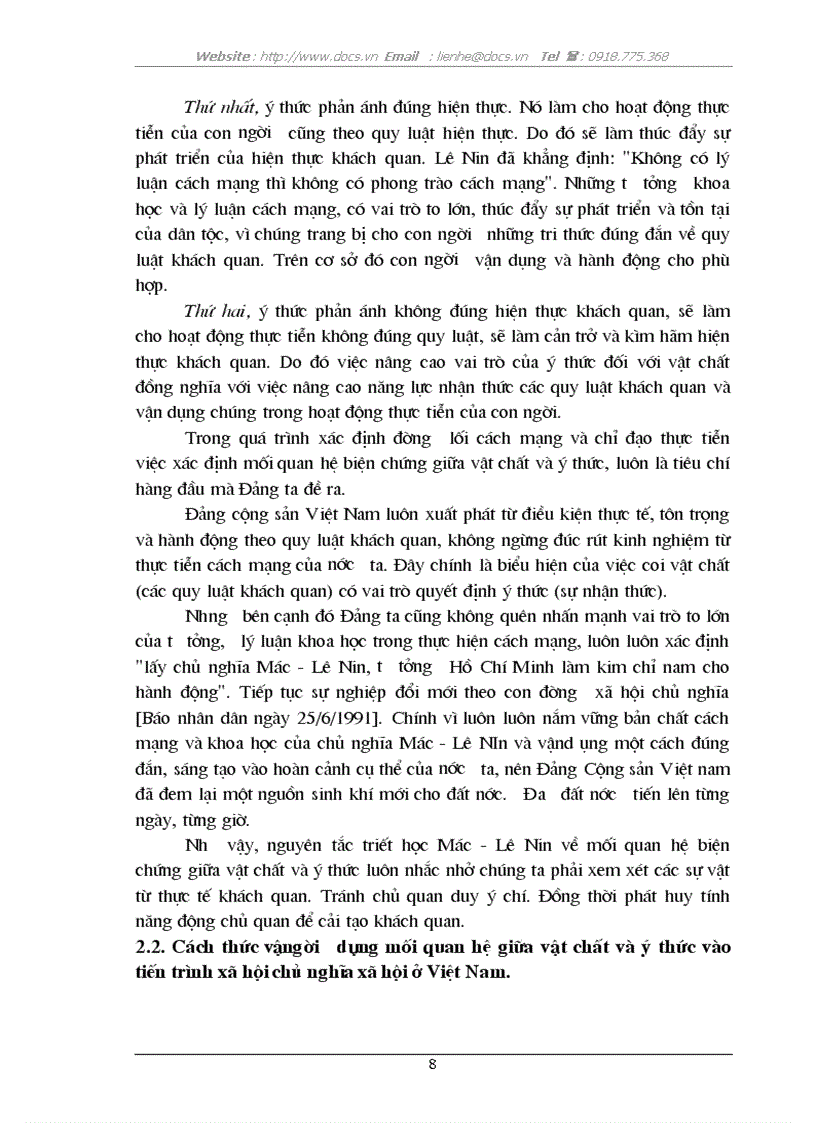 image for page Mối quan hệ giữa vật chất và ý thức vận dụng vào hoạt động thực tiễn trong sự nghiệp xây dựng chủ nghĩa xã hội ở nước ta hiện nay