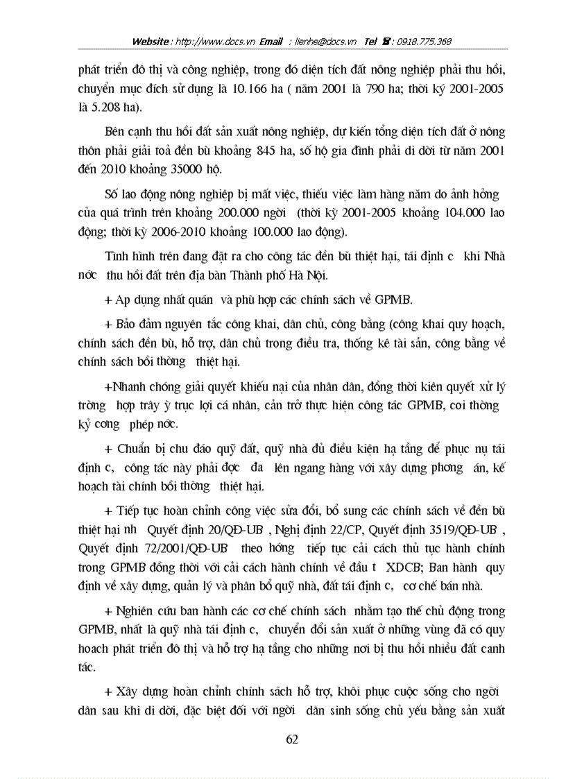 image for page Hoàn thiện chính sách và phương thức đền bù giải phóng mặt bằng trên địa bàn Thành phố Hà Nội