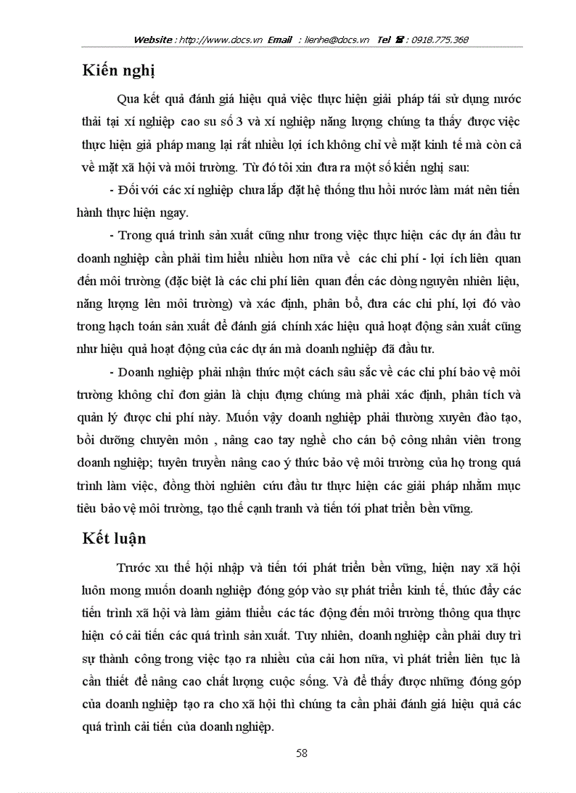 image for page Đánh giá hiệu quả Kinh tế Xã hội và Môi trường của việc thực hiện giải pháp tái sử dụng nước thải tại Công ty cổ phần Cao Su Sao Vàng Hà Nội