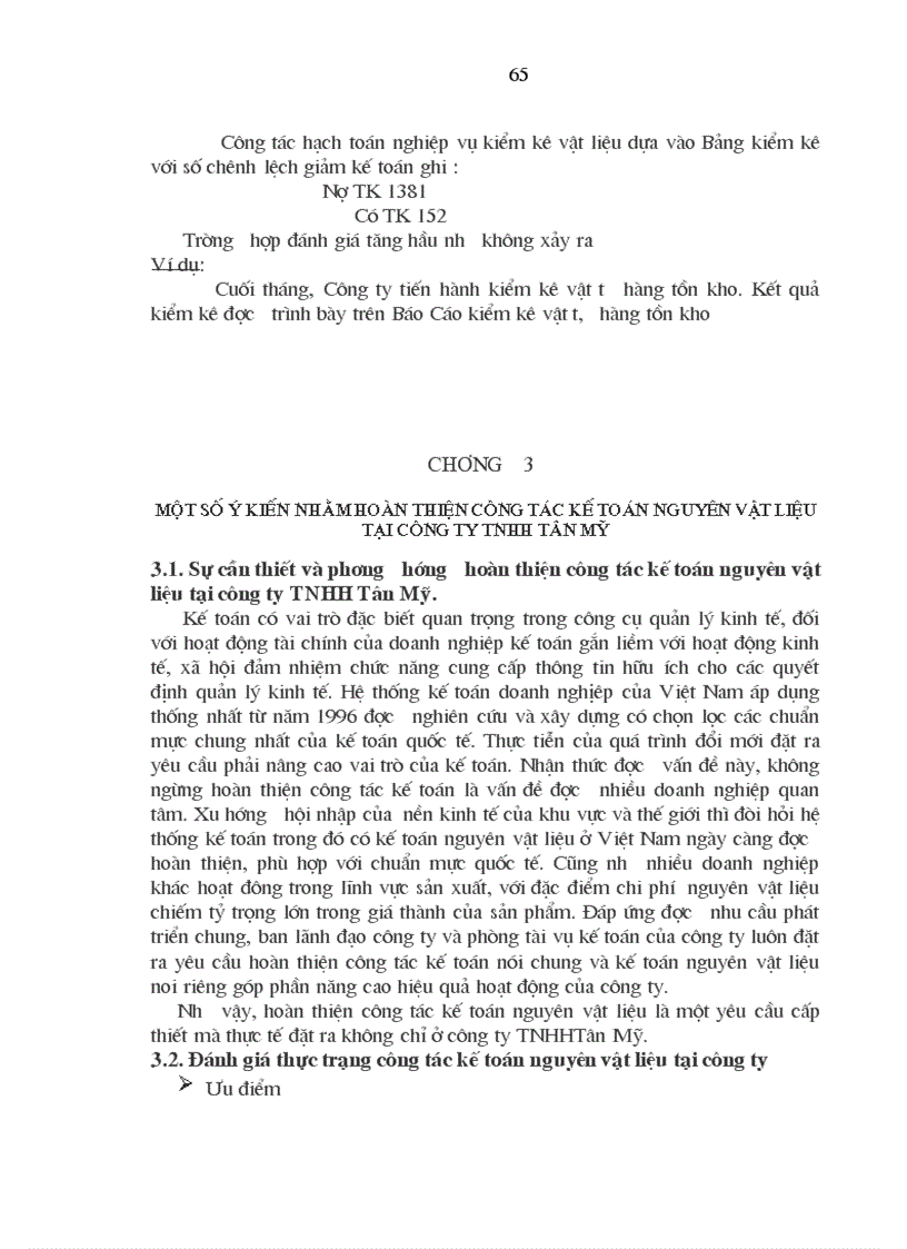 image for page Hoàn thiện công tác kế toán nguyên vật liệu tại công ty TNHH Tân Mỹ