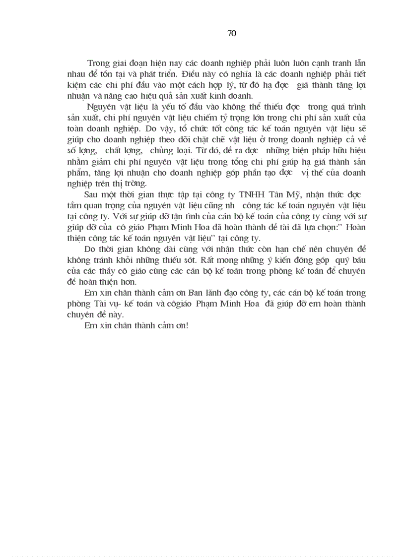 image for page Hoàn thiện công tác kế toán nguyên vật liệu tại công ty TNHH Tân Mỹ